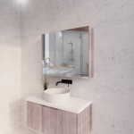 White oak Fluted Mirror Cabinet 900